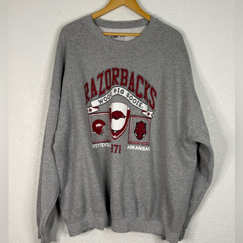 Arkansas Gray Razorbacks graphic crewneck sweatshirt Collegiate Casual Sports